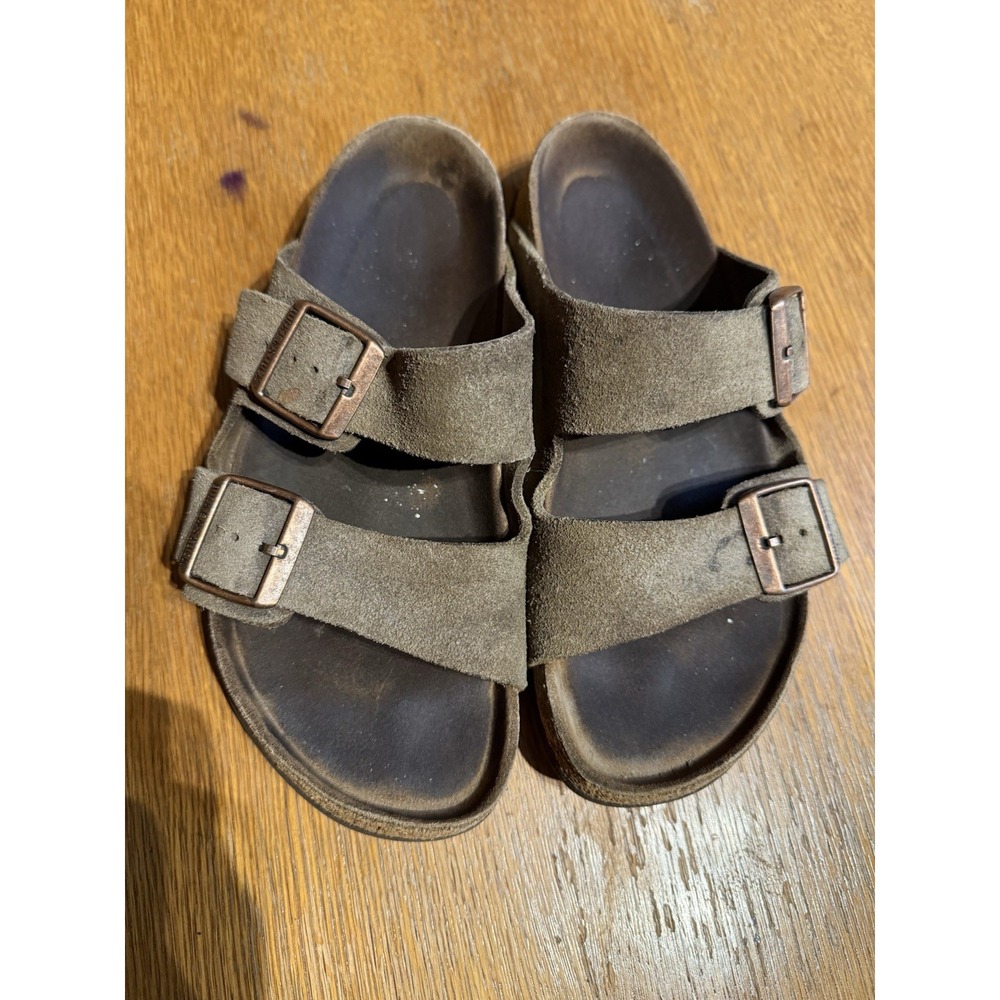 Birkenstock Arizona Sandals 39 Taupe Suede Leather Soft Footbed Made‎ Germany
